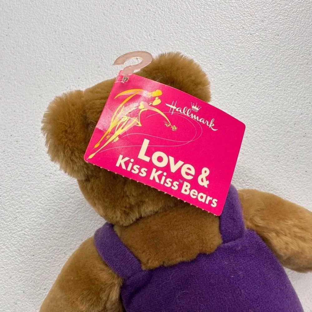 Vintage Hallmark Love & Kiss Bears Plush Heart Embroidery Magnetic Nose 1999‎